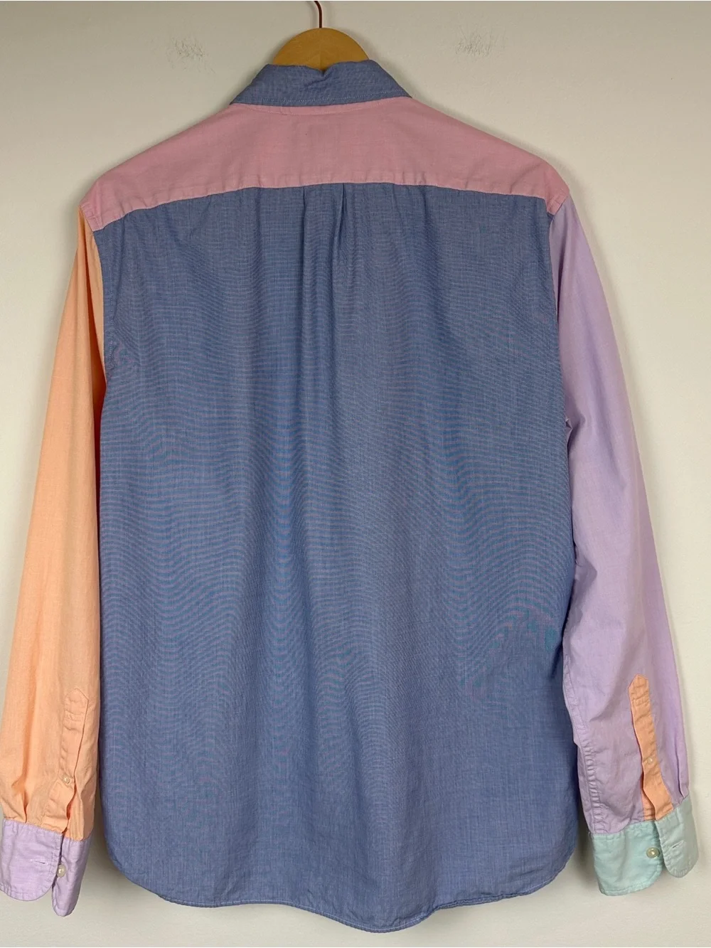 J Crew Men Shirt Slim Button Up Long Sleeve Colorblock Organic Cotton Sz L